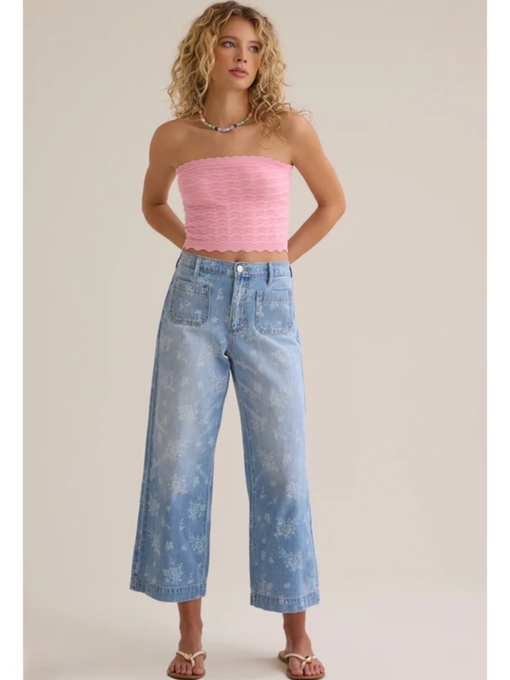 Altar’d State Floral Print Sailor Pocket Jeans